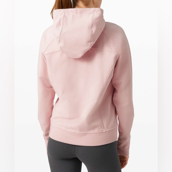 Lululemon Scuba Sz 10 Pink Cotton Terry Hooded Pullover Hoodie Top - Picture 3 of 11